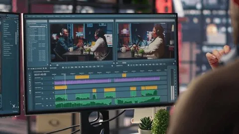 一起草网站视频编辑团队工作场景素材